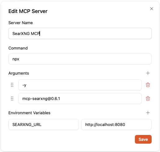 SearXNG MCP Configuration